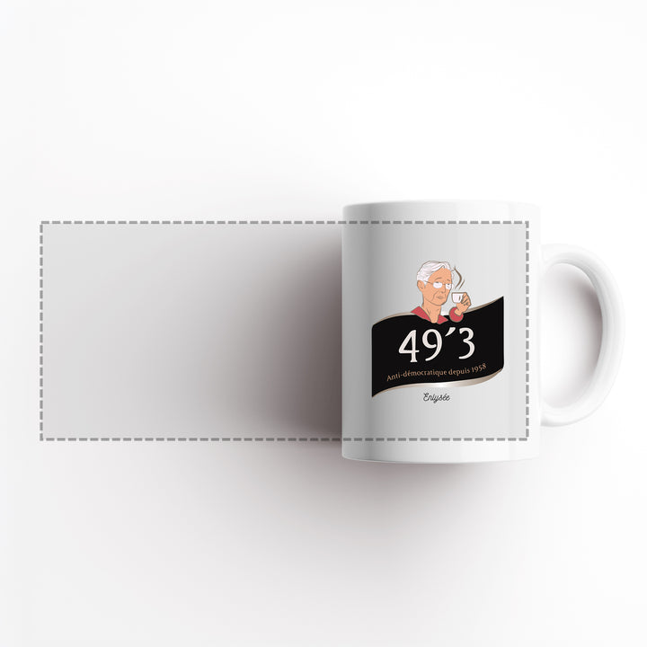 vue dépliée du mug Elisabeth Borne 49.3