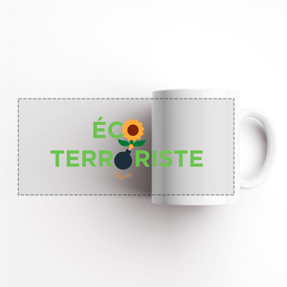 vue dépliée du mug de l'éco-terroriste