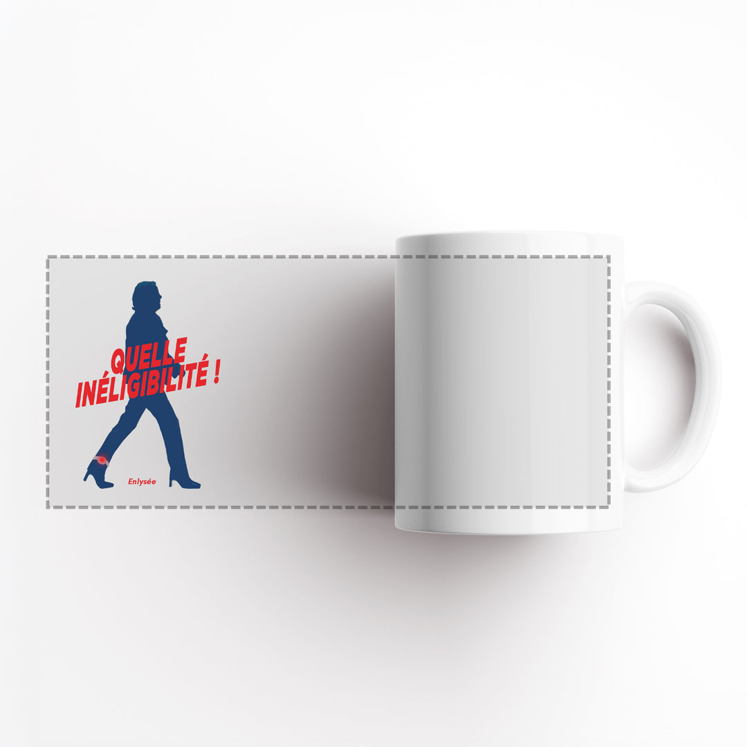 vue dépliée du mug Marine Lepen, quelle inéligibilité