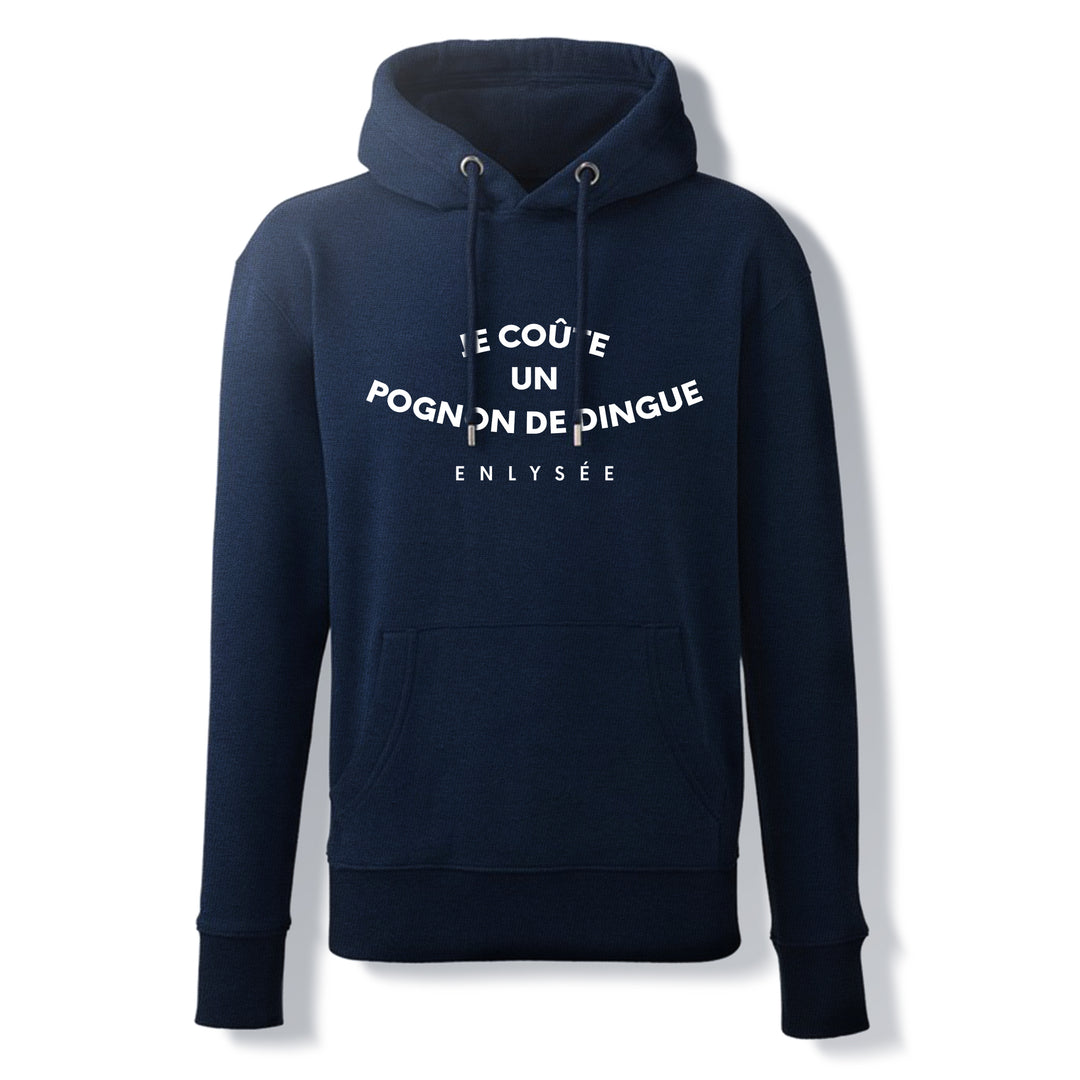 Sweat bleu foncé " je coûte un pognon de dingue " ( phrase d&