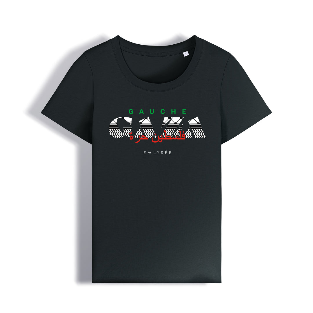 le t-shirt coupe femme de la gauche gaza en noir