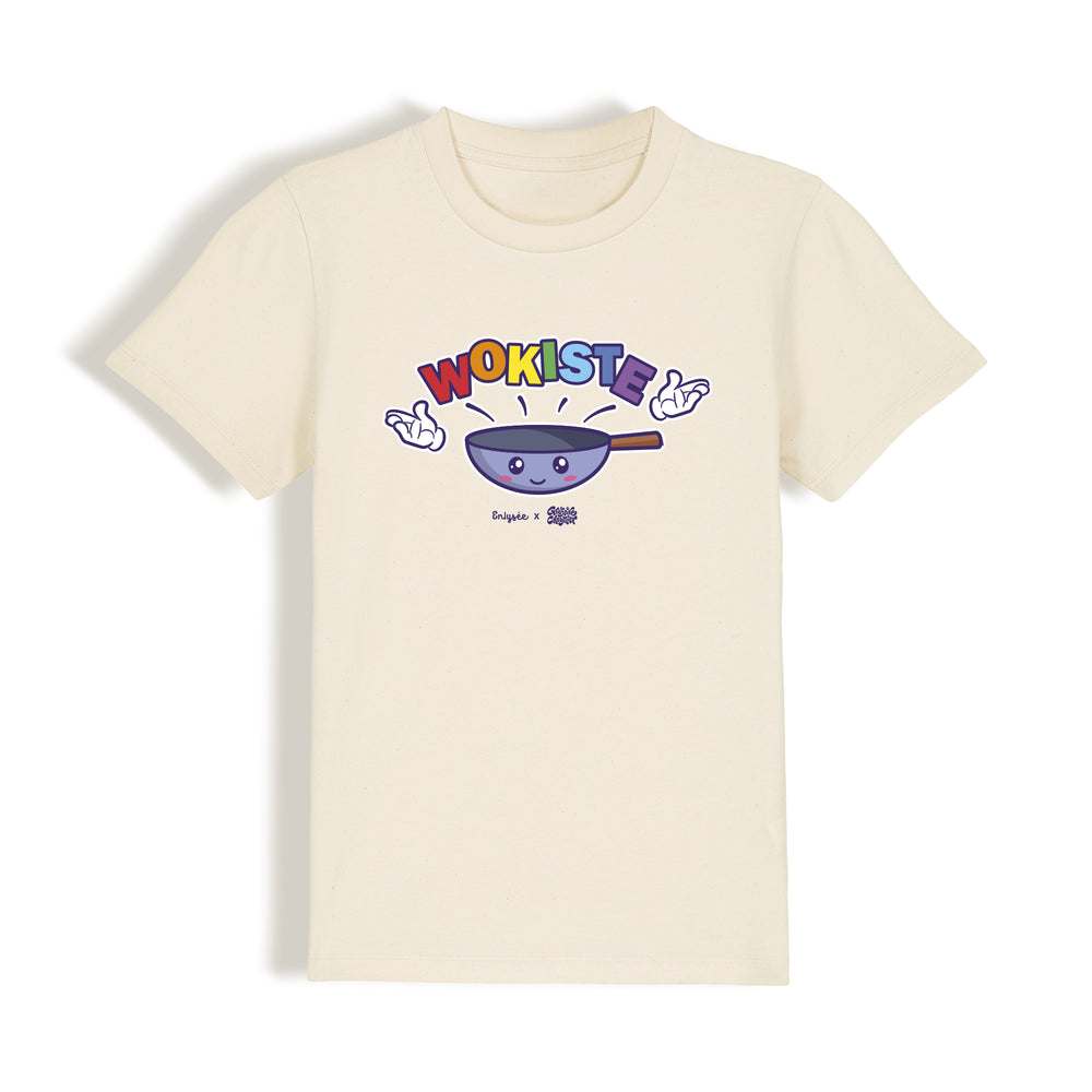 le t-shirt enfant de l'apprenti·e Wokiste en blanc crème