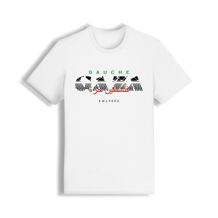 le t-shirt coupe unisexe de la gauche gaza en blanc