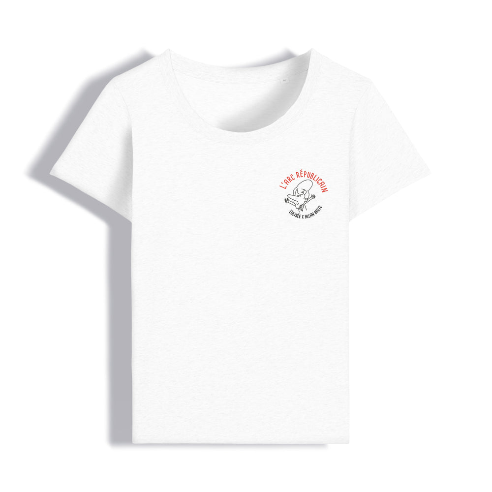 avant du t-shirt coupe femme de l'arc républicain par Allan Barte en blanc