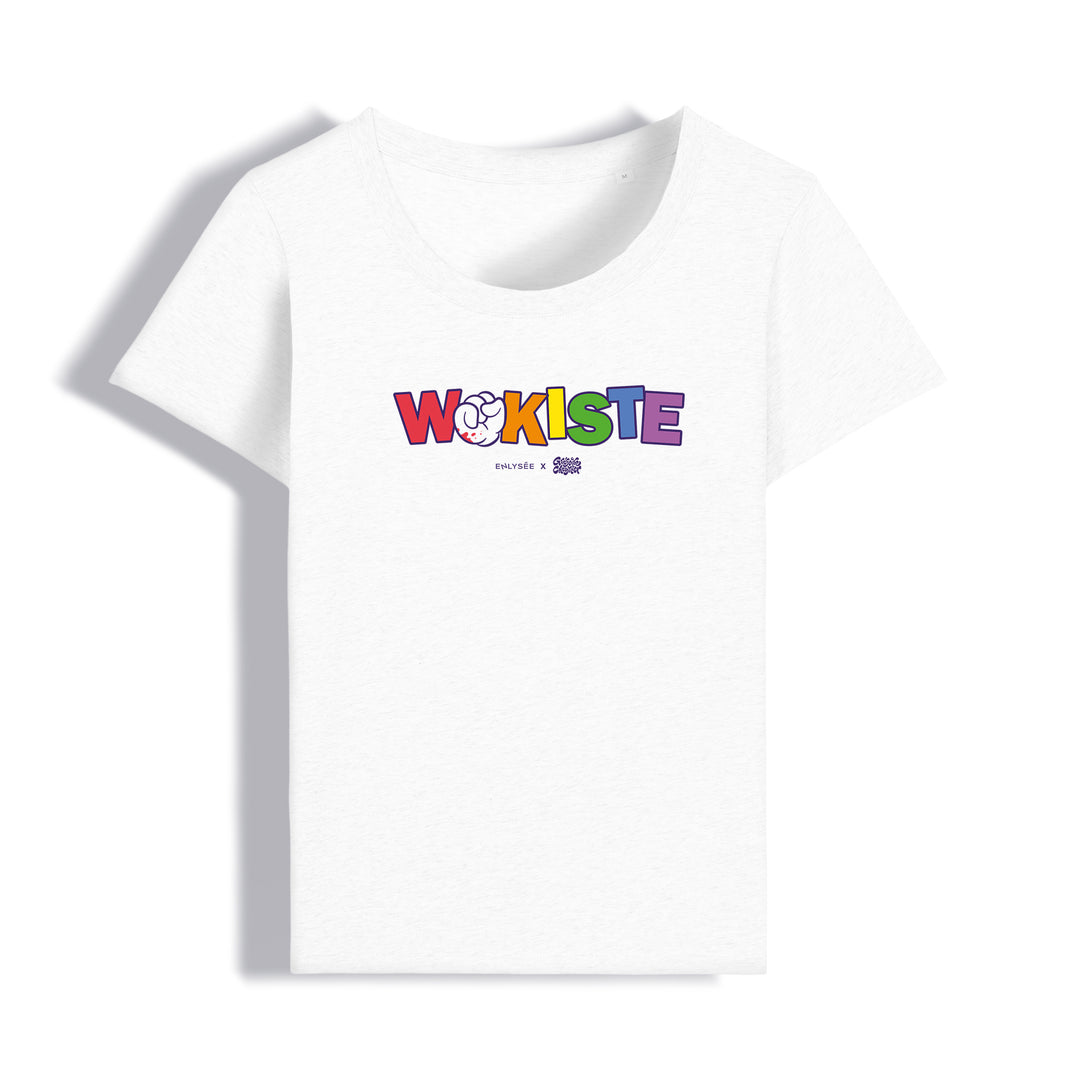 t-shirt coupe femme du wokiste en blanc